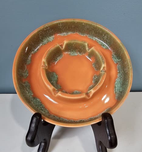 Vintage Retro Orange Ashtray USA 3578 Ceramic - Thumbnail 3