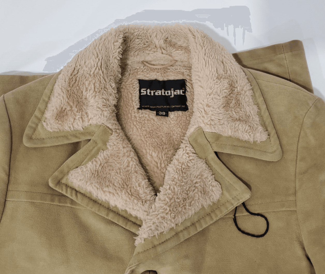 VINTAGE Stratojac Suede Look Pile Lining Coat Jacket Men Size 38 - Thumbnail 3