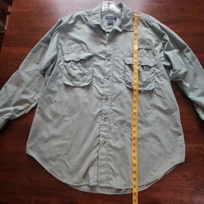 Sportif Shirt Mens Large Light Green Long Sleeve Button Up Travel Outdoor Vented - Thumbnail 10