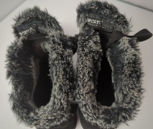 Sporto Women's Black Suede Gray Fur Ankle Boots Faux Leather Size 7M Style 3176 - Thumbnail 4