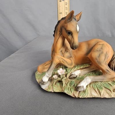 Vtg Masterpiece Porcelain Diamond HEAD Brown Colt Foal Figurine HOMCO 1982 EUC - Thumbnail 10
