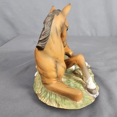 Vtg Masterpiece Porcelain Diamond HEAD Brown Colt Foal Figurine HOMCO 1982 EUC - Thumbnail 5