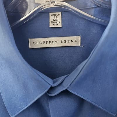 Geoffrey Beene Men's Button Up Long Sleeve Shirt Blue Medium 15.5 32/33 - Thumbnail 6