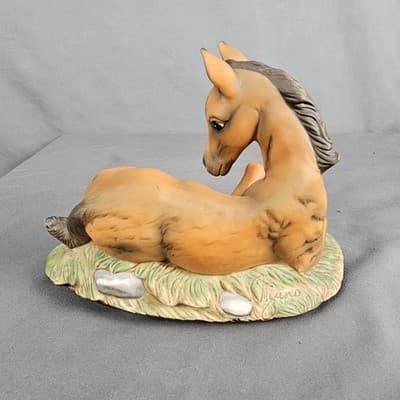 Vtg Masterpiece Porcelain Diamond HEAD Brown Colt Foal Figurine HOMCO 1982 EUC - Thumbnail 4