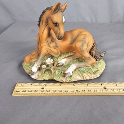 Vtg Masterpiece Porcelain Diamond HEAD Brown Colt Foal Figurine HOMCO 1982 EUC - Thumbnail 9