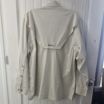 Harbour Men's Large Beige Shirt Long Sleeve Button Up Outdoors Vented Pockets - Thumbnail 2