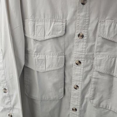 Harbour Men's Large Beige Shirt Long Sleeve Button Up Outdoors Vented Pockets - Thumbnail 5