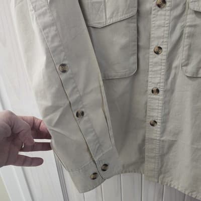 Harbour Men's Large Beige Shirt Long Sleeve Button Up Outdoors Vented Pockets - Thumbnail 6