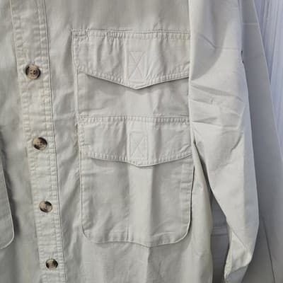 Harbour Men's Large Beige Shirt Long Sleeve Button Up Outdoors Vented Pockets - Thumbnail 4