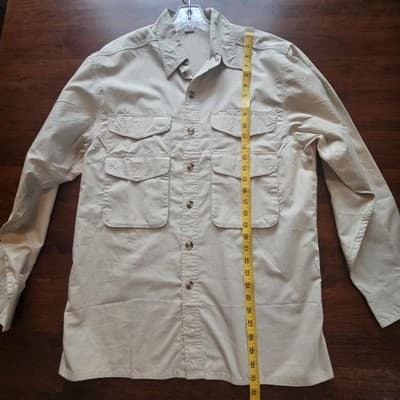 Harbour Men's Large Beige Shirt Long Sleeve Button Up Outdoors Vented Pockets - Thumbnail 11