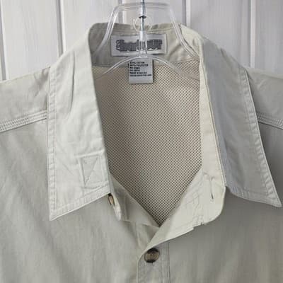 Harbour Men's Large Beige Shirt Long Sleeve Button Up Outdoors Vented Pockets - Thumbnail 3