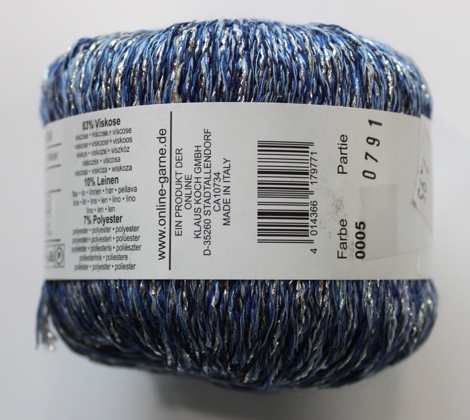 Yarn OnLine Linie 422 Spalmato Novelty Yarn Blue with Silver - Thumbnail 3