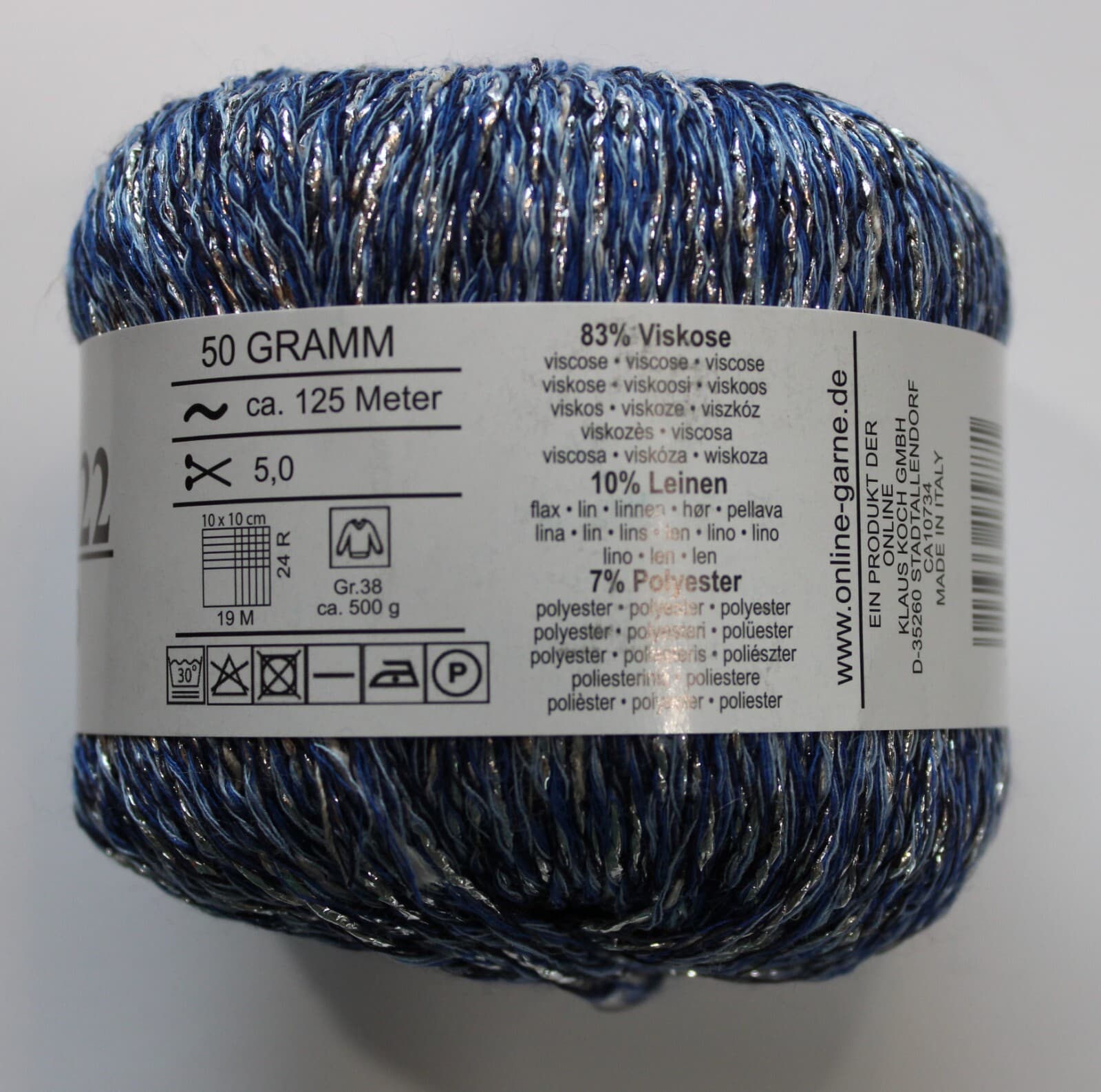Yarn OnLine Linie 422 Spalmato Novelty Yarn Blue with Silver - Thumbnail 2