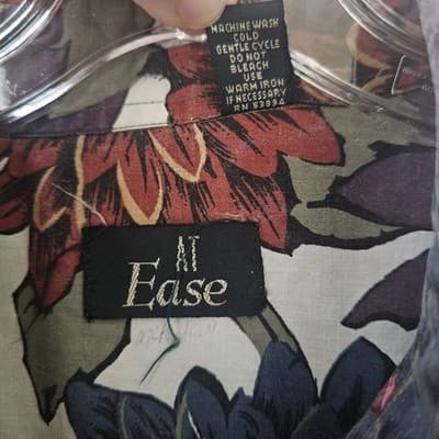 Vint. At Ease Men's Colorful Button Up Shirt 1XL Tall Floral Design Short Sleeve - Thumbnail 5