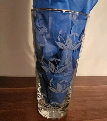 Libby Ice Tea Glasses, Set 6, White Ivy Gold Rim Vtg MCM 6.25" Tall 3" Diameter - Thumbnail 8