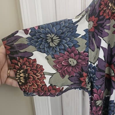 Vint. At Ease Men's Colorful Button Up Shirt 1XL Tall Floral Design Short Sleeve - Thumbnail 6