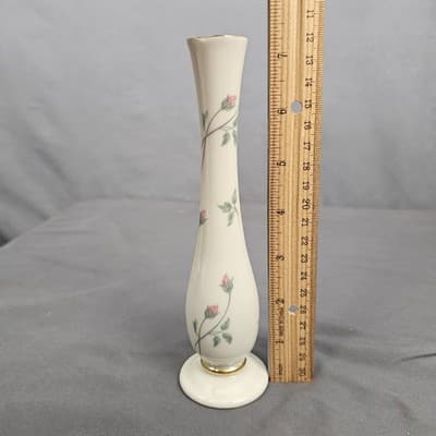 Lenox Vintage Bud Vase Rose Manor Hand Decorated w/24K Gold Trim - Thumbnail 6