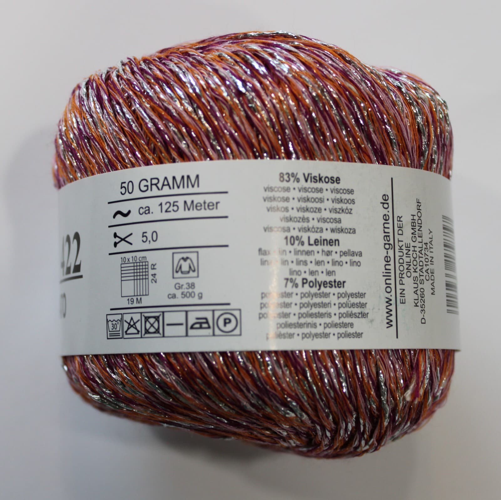 Yarn OnLine Linie 422 Spalmato Novelty Yarn Redish Brown with Silver - Thumbnail 2