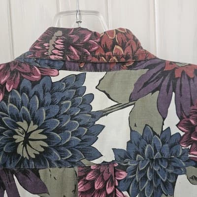 Vint. At Ease Men's Colorful Button Up Shirt 1XL Tall Floral Design Short Sleeve - Thumbnail 9