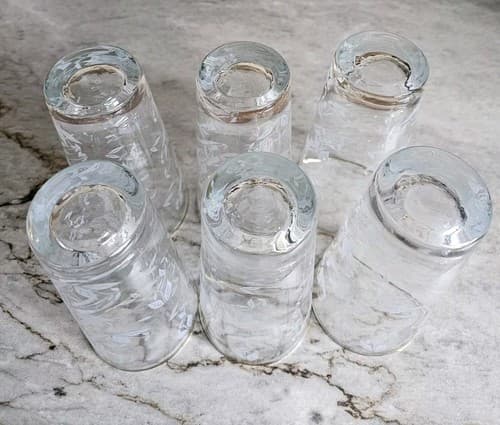 Libby Ice Tea Glasses, Set 6, White Ivy Gold Rim Vtg MCM 6.25" Tall 3" Diameter - Thumbnail 5