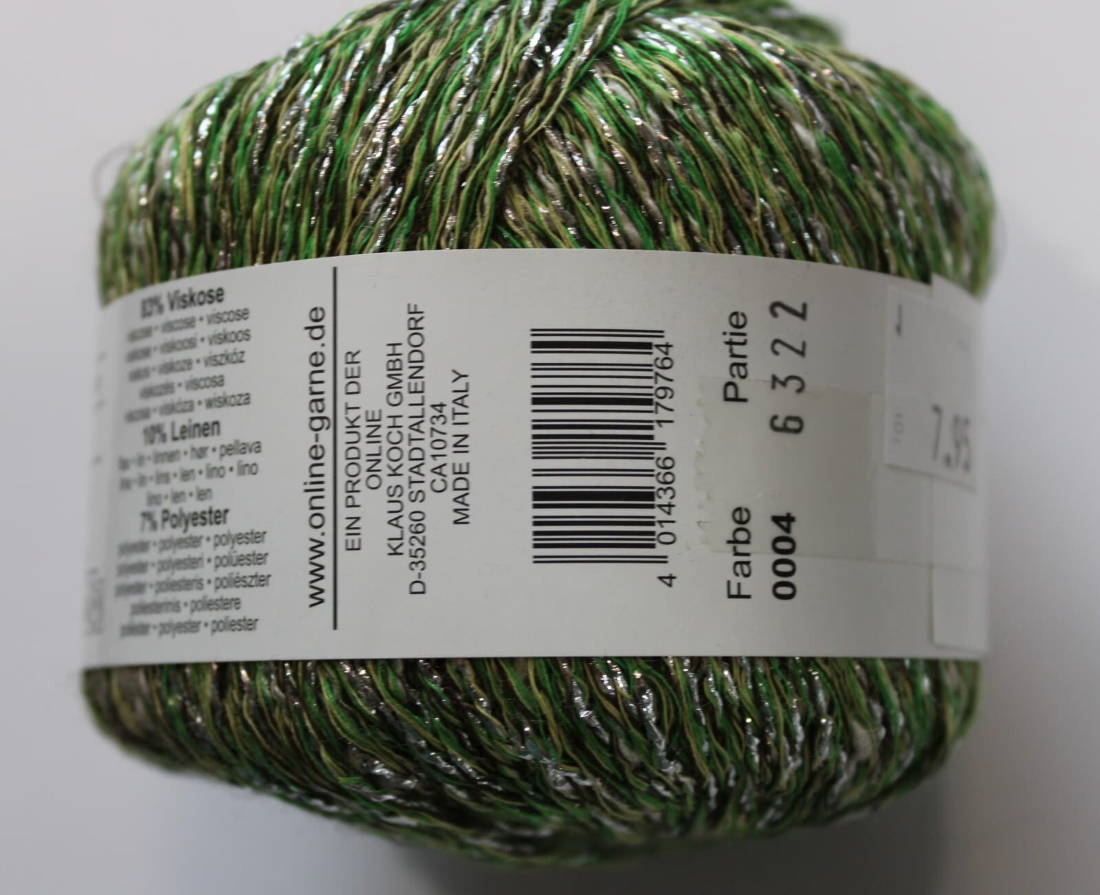 Yarn OnLine Linie 422 Spalmato Novelty Yarn Green with Silver - Thumbnail 3