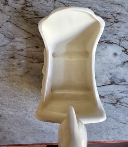Vintage Off-white Nursery Planter Stork on Cradle, No Chips Or Cracks MCM - Thumbnail 8