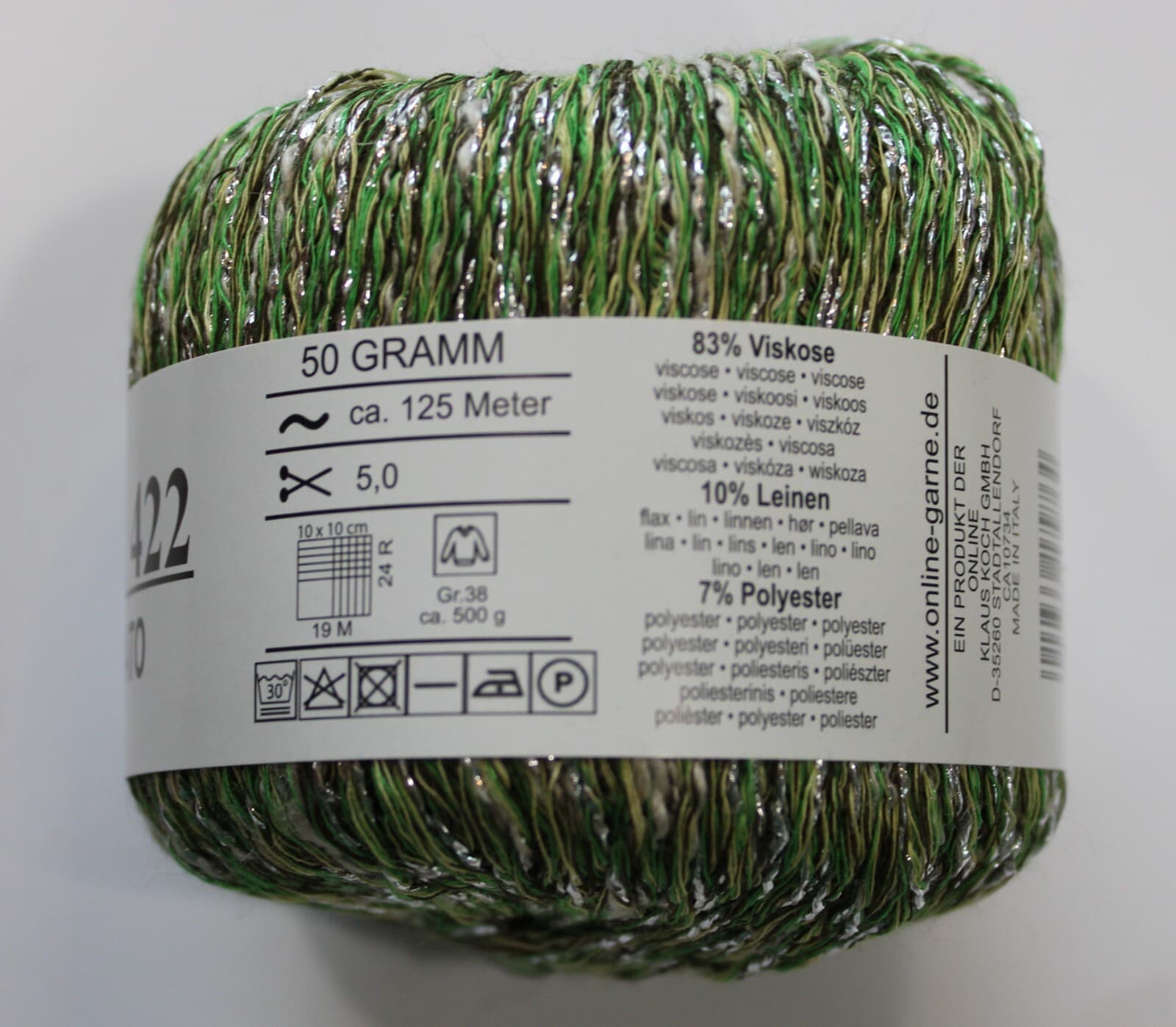 Yarn OnLine Linie 422 Spalmato Novelty Yarn Green with Silver - Thumbnail 2