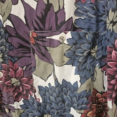 Vint. At Ease Men's Colorful Button Up Shirt 1XL Tall Floral Design Short Sleeve - Thumbnail 7