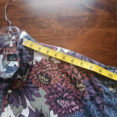 Vint. At Ease Men's Colorful Button Up Shirt 1XL Tall Floral Design Short Sleeve - Thumbnail 12