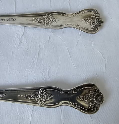 2 pc WM ROGERS MFG Extra Plate Silver Serving Spoon/Fork FREE Shipping - Thumbnail 6