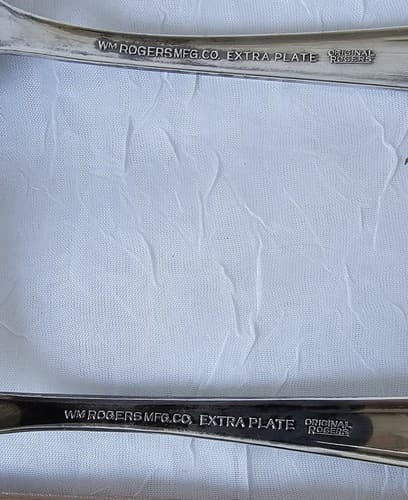 2 pc WM ROGERS MFG Extra Plate Silver Serving Spoon/Fork FREE Shipping - Thumbnail 4