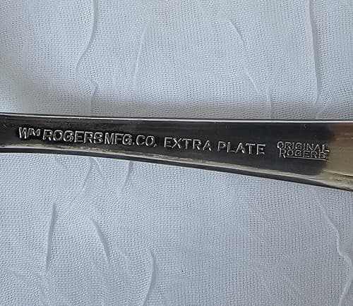 2 pc WM ROGERS MFG Extra Plate Silver Serving Spoon/Fork FREE Shipping - Thumbnail 5