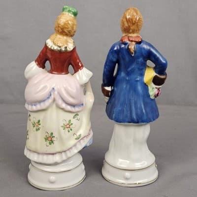 Victorian Lady & Man Pair of Porcelain Figurines Marked Occupied Japan 7.5" Vtg - Thumbnail 4