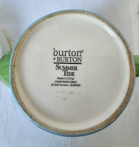Burton & Burton Teapot Stripes 2005 Yellow, Green, Blue Fun 6" - Thumbnail 7