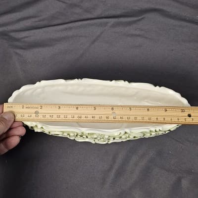 Relpo Pompei Porcelain Dish Green & White Cherubs Planter Victorian #5752 - Thumbnail 9