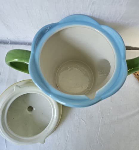 Burton & Burton Teapot Stripes 2005 Yellow, Green, Blue Fun 6" - Thumbnail 6