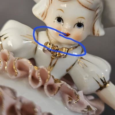 Vtg 50's Lefton Valentine's Day Pink Ruffle Bloomer Girls Porcelain Figurines - Thumbnail 19