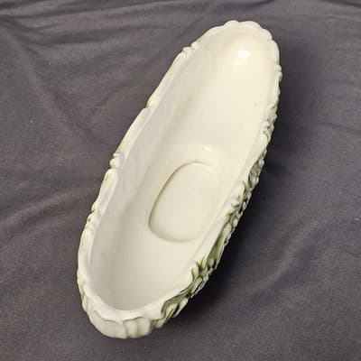 Relpo Pompei Porcelain Dish Green & White Cherubs Planter Victorian #5752 - Thumbnail 5