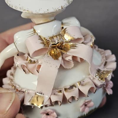 Vtg 50's Lefton Valentine's Day Pink Ruffle Bloomer Girls Porcelain Figurines - Thumbnail 15