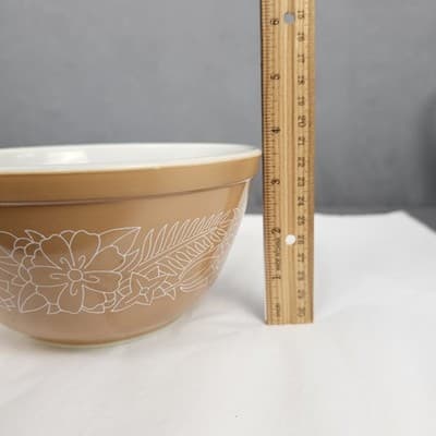 Pyrex Woodland #402 Nesting Mixing Bowl Brown/white 1.5 QT Glass USA Vintage - Thumbnail 8