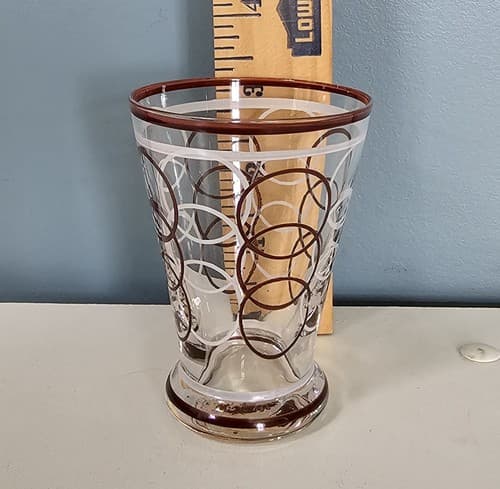 Four Mid-century 4oz Tumblers Barware Cocktail Glass Burgandy MCM - Thumbnail 6