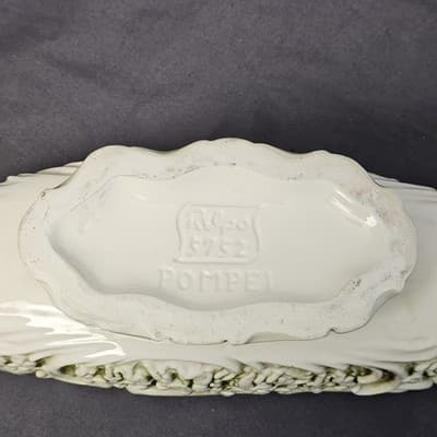 Relpo Pompei Porcelain Dish Green & White Cherubs Planter Victorian #5752 - Thumbnail 7