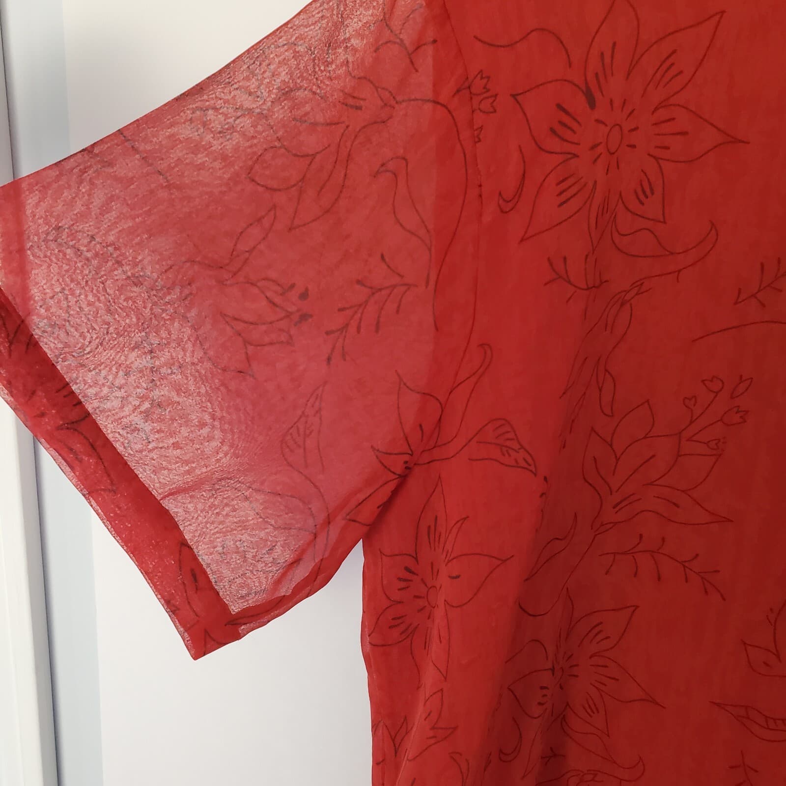 Nouveau Monde Plus Women 3X Red Blouse Sheer Short Sleeves - Thumbnail 4