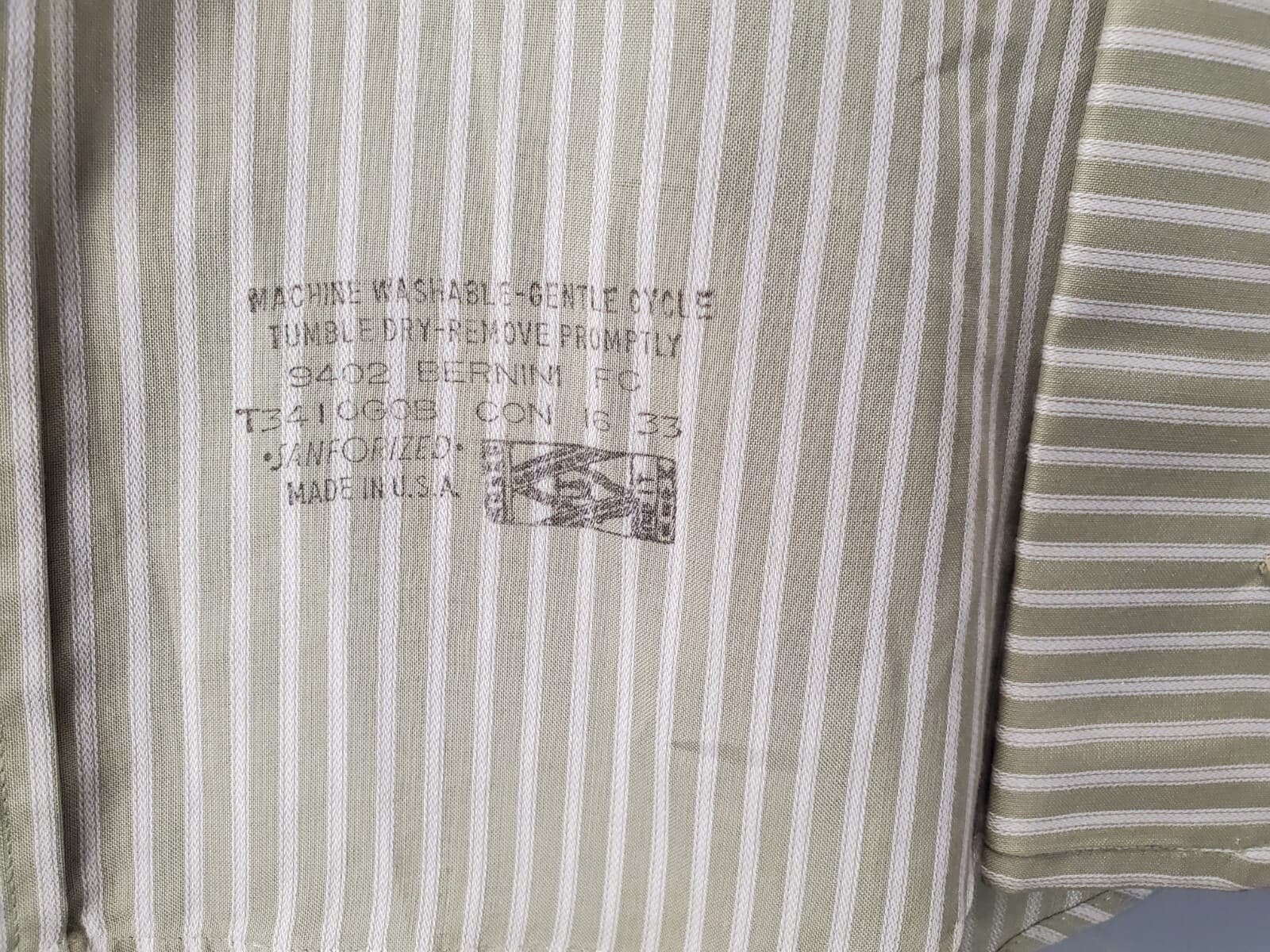 Grand Baroque Men's Button Up Dress Shirt 16 Pale Green White Vertical Stripes - Thumbnail 6