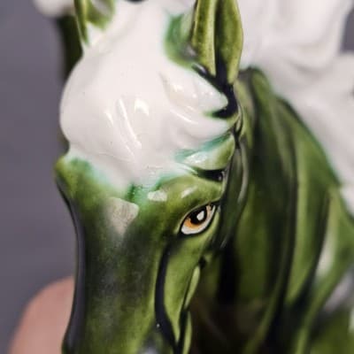 Chadwick Japan Olive Green Wild Stallion Horse Ceramic 8" H Figurines Set of 2 - Thumbnail 8