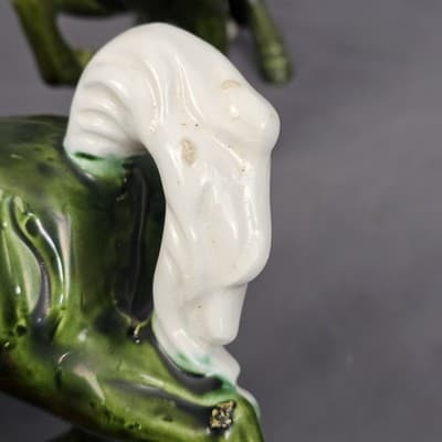 Chadwick Japan Olive Green Wild Stallion Horse Ceramic 8" H Figurines Set of 2 - Thumbnail 9
