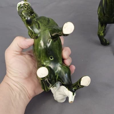 Chadwick Japan Olive Green Wild Stallion Horse Ceramic 8" H Figurines Set of 2 - Thumbnail 12