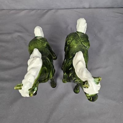 Chadwick Japan Olive Green Wild Stallion Horse Ceramic 8" H Figurines Set of 2 - Thumbnail 7