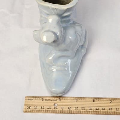 McCoy Dog Puppy with Victorian Shoe Light Blue MCM Planter Vintage - Thumbnail 12