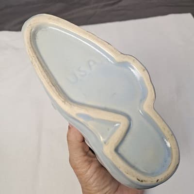 McCoy Dog Puppy with Victorian Shoe Light Blue MCM Planter Vintage - Thumbnail 8